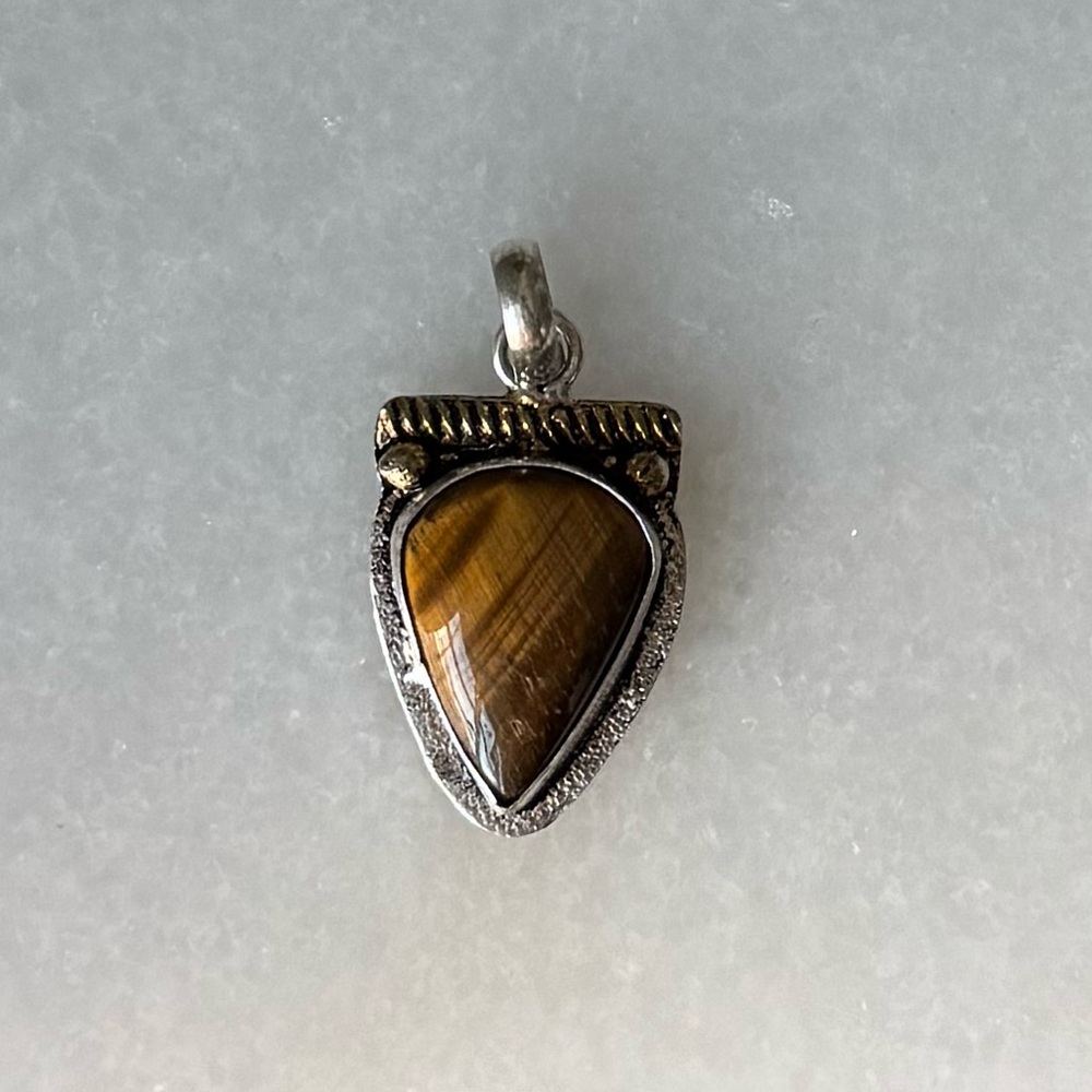 NWOT Sundance Dakota Pendant, Tiger’s Eye, Brass, Sterling Silver